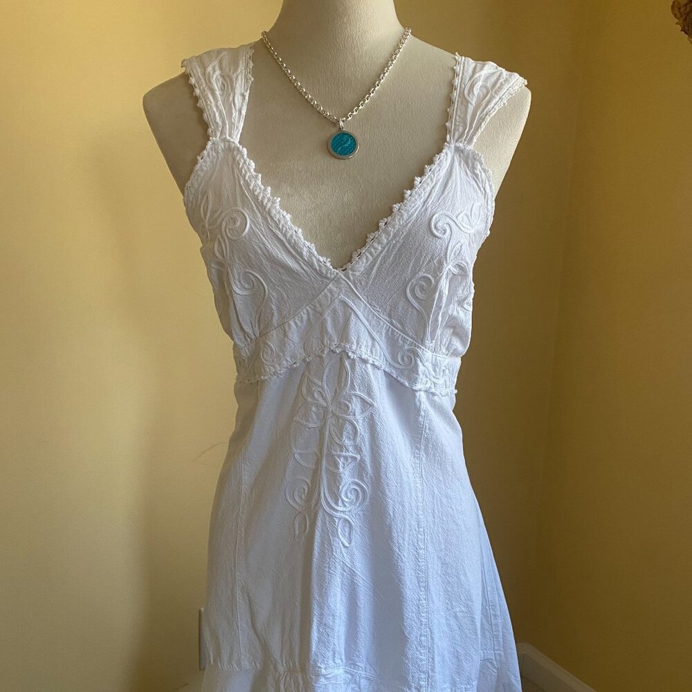 NWT GIOCAM White Asymmetrical Hi-Lo Abanico Dress | Sue, M/L